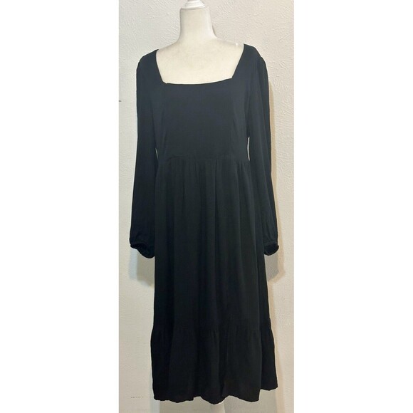 NWT AND NOW THIS Women Size XL Black Bishop Sleeve Drop Waist Dress Goth Boho - Picture 1 of 16